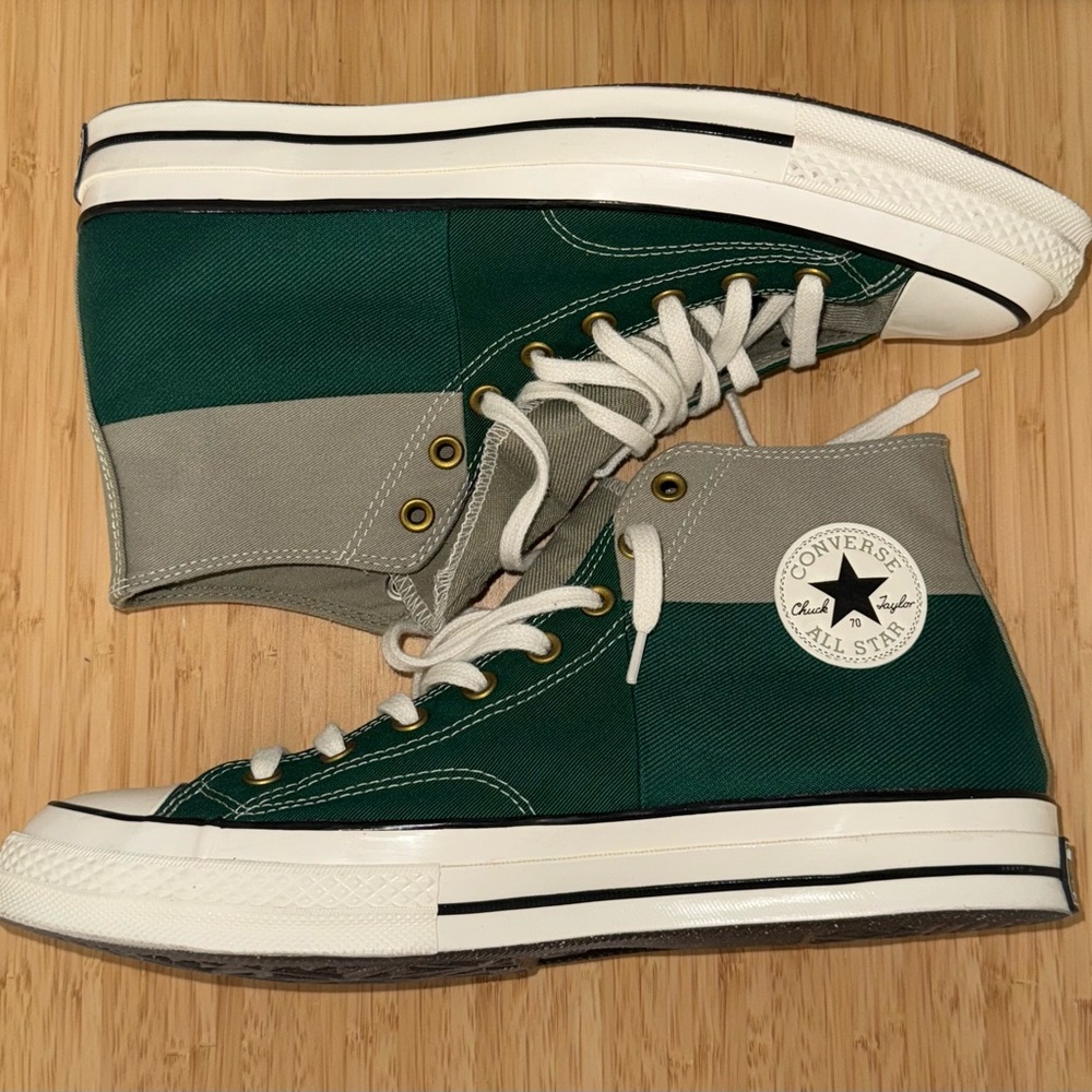 Converse Green and Gray High-Top Sneakers Classic Style
